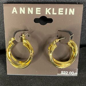 Anne Klein Gold-Tone 3 Twisted Hoop Pierced Earrings. High Polish Gold-tone. NWT